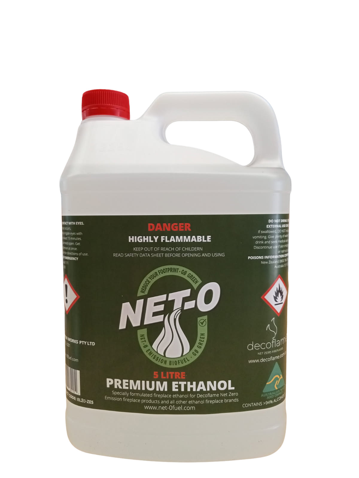 NET-O ethanol container with green label on a white background